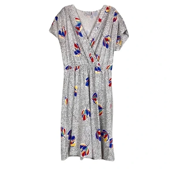 Vintage Chapter Two Crossover Front Multicolored Dress - Picture 1 of 11